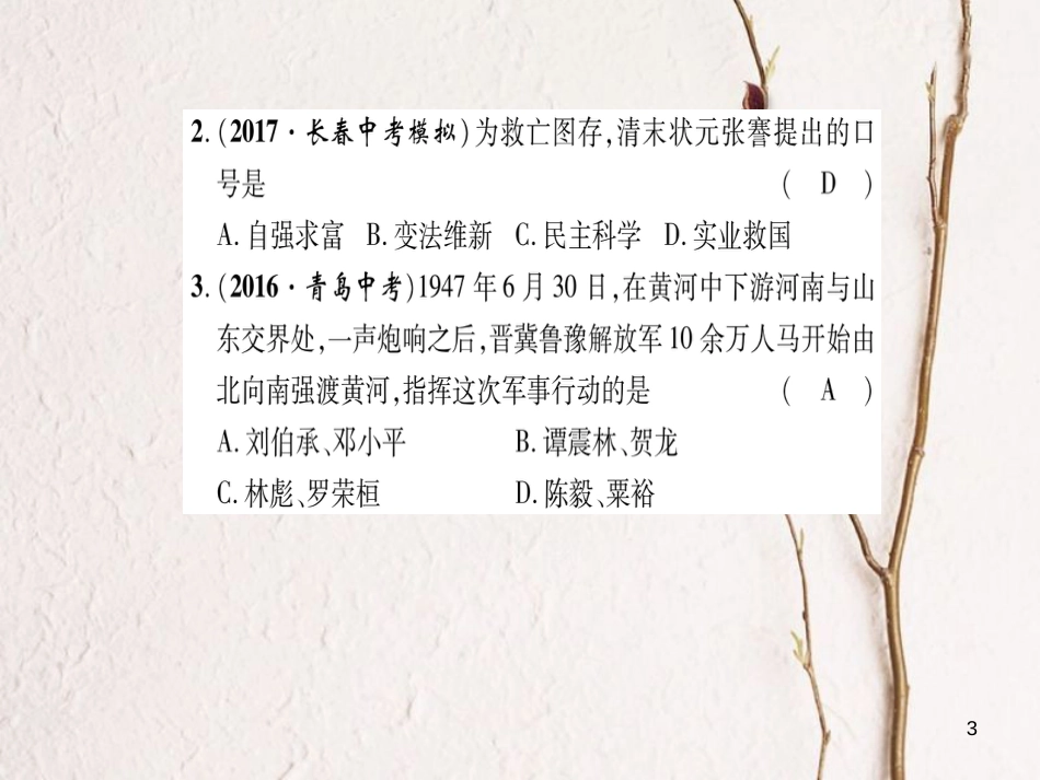 八年级历史上册 期末达标测试卷课件 岳麓版_第3页