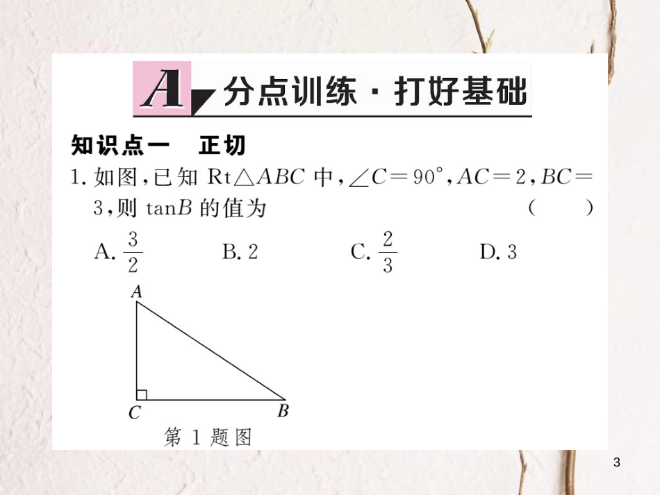 年九年级数学下册 第一章 直角三角形的边角关系 1.1 第1课时 正切练习课件 （新版）北师大版_第3页