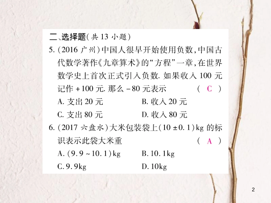 云南省中考数学总复习 第一章 数与式 1.1 实数课件_第2页