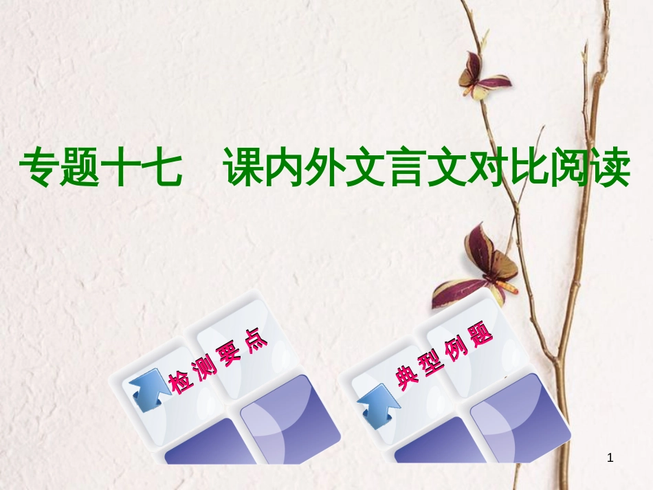 湖南省2018年中考语文 专题十七 课内外文言文对比阅读复习课件_第1页