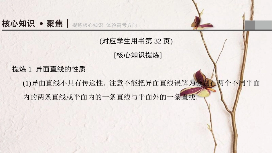 （浙江专版）高考数学 第1部分 重点强化专题 专题4 立体几何 突破点9 空间中的平行与垂直关系课件_第3页