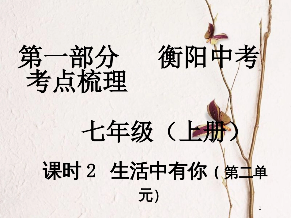 湖南省衡阳市中考政治七上课时2生活中有你复习训练课件_第1页