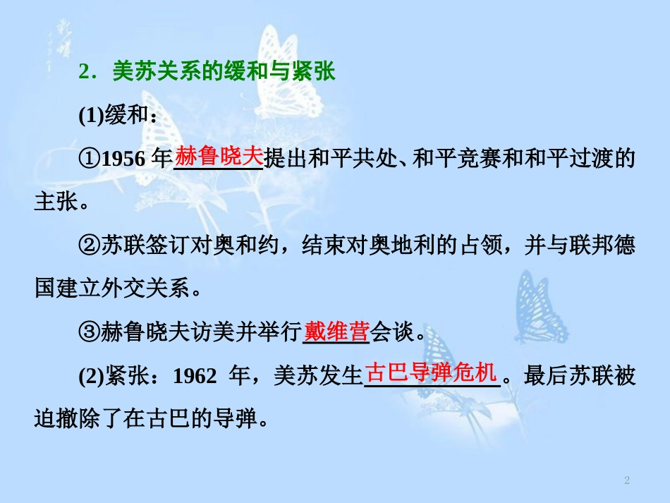 高中历史 专题四 雅尔塔体制下的冷战与和平 四  紧张对抗中的缓和与对话课件 人民版选修3_第2页