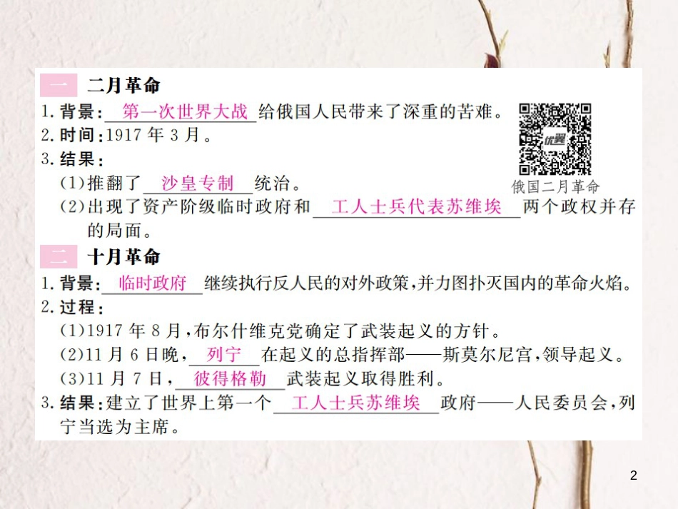 （通用版）九年级历史下册 第一单元 苏联社会主义道路的探索 第1课 俄国十月革命习题课件 新人教版_第2页