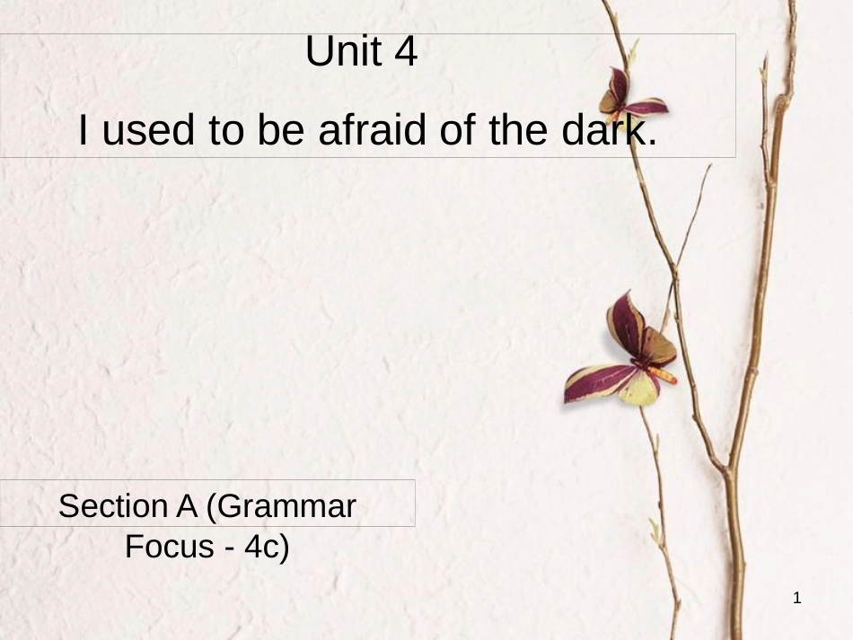 广东省汕尾市陆丰市九年级英语全册 Unit 4 I used to be afraid of the dark Section A（Grammar Focus-4c）课件 （新版）人教新目标版_第1页