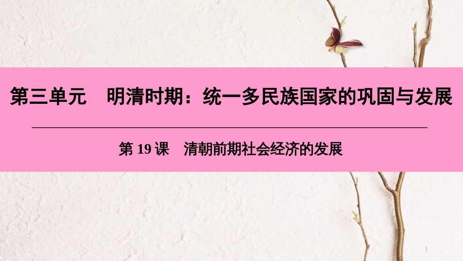 七年级历史下册 第三单元 明清时期 统一多民族国家的巩固与发展 第19课 清朝前期社会经济的发展课件 新人教版[共31页]_第1页