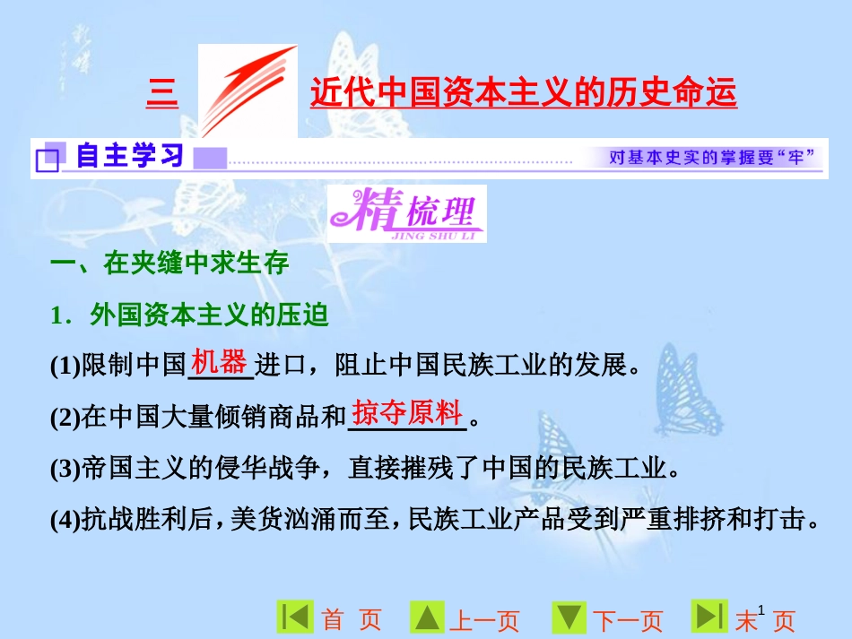 高中历史 专题二 近代中国资本主义的曲折发展 三 近代中国资本主义的历史命运课件 人民版必修2_第1页