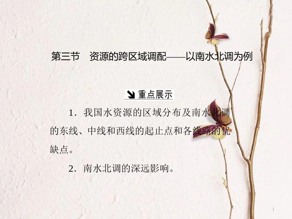 高中地理 第三单元 区域资源、环境与可持续发展 第三节 资源的跨区域调配——以南水北调为例课件 鲁教版必修3_第1页