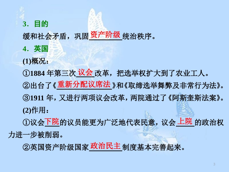 高中历史 专题4 民主潮流的发展与壮大 一 欧美民主政治的扩大课件 人民版选修2_第3页