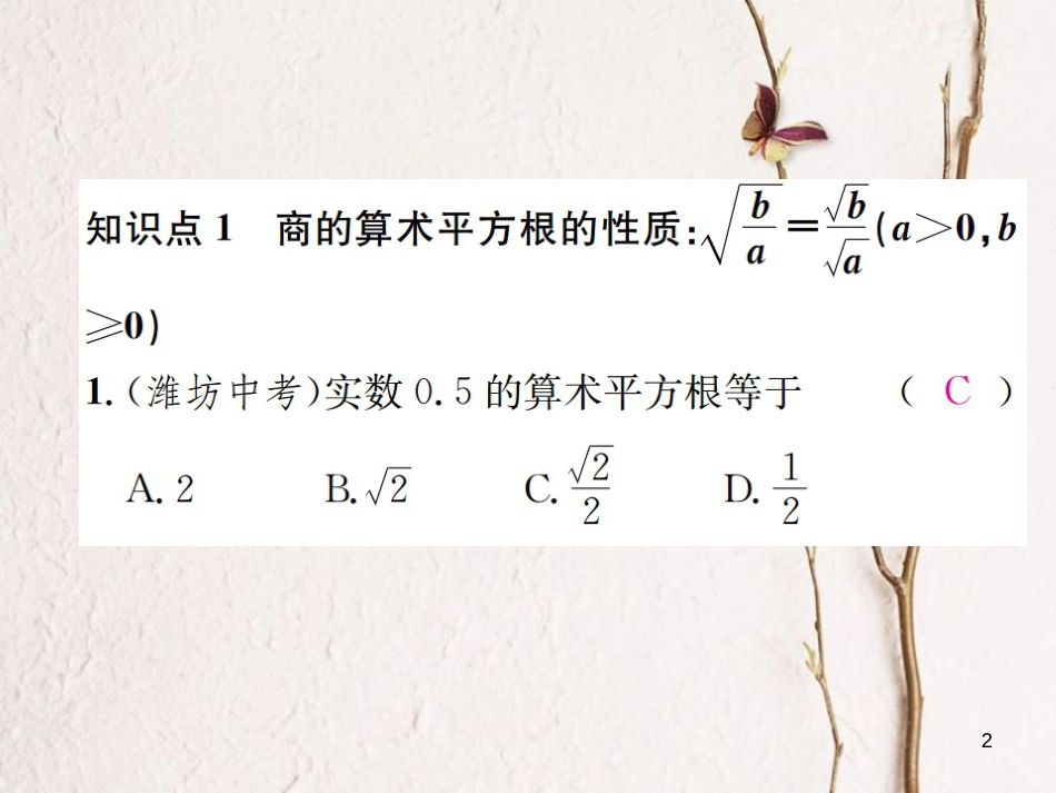 八年级数学上册 5.2 二次根式的乘法和除法 第2课时 二次根式的除法习题课件 （新版）湘教版_第2页