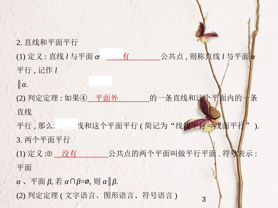 （浙江专版）2019版高考数学一轮复习 第八章 立体几何 8.3 直线、平面平行的判定和性质课件_第3页