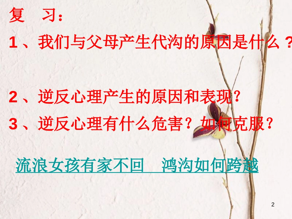 广东省梅州市八年级政治上册 第一单元 相亲相爱一家人 第二课 我与父母交朋友 第2框 两代人的对话课件 新人教版_第2页