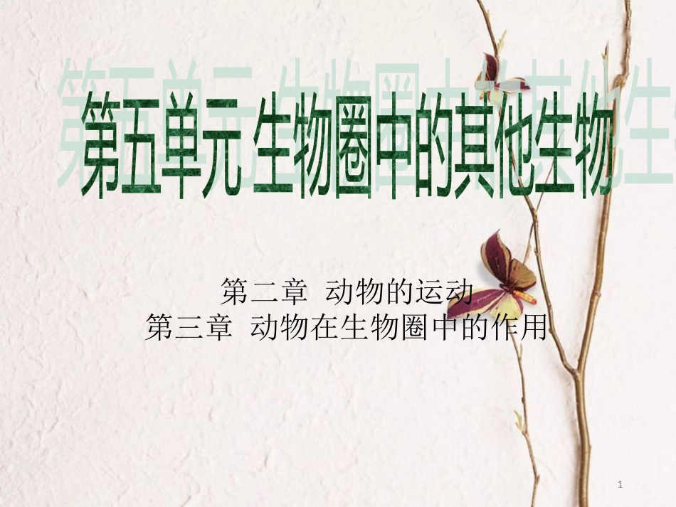 广东省中考生物 第五单元 生物圈中的其它生物 第二章 第三章 动物的运动 动物在生物圈中的作用课件_第1页