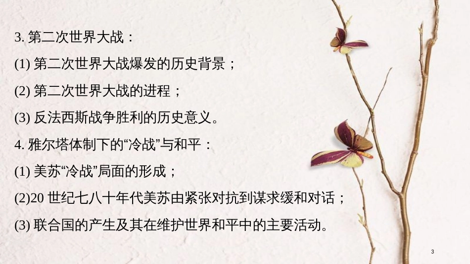 高考历史二轮复习 专题四 选修部分 20世纪的战争与和平课件 选修3_第3页
