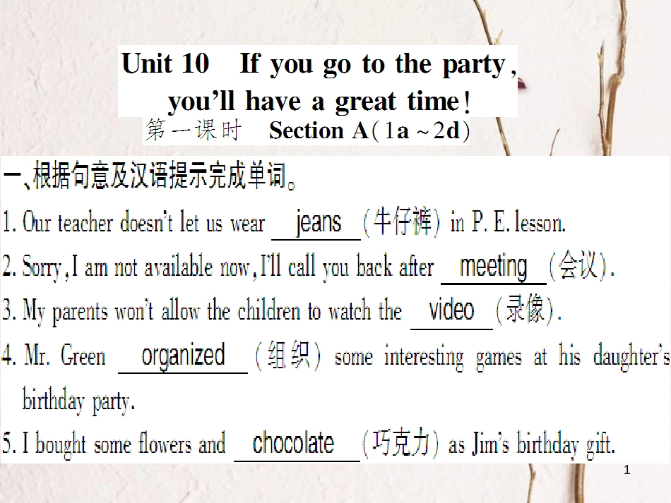 （通用版）八年级英语上册 Unit 10 If you go to the party  you’ll have a great time（第1课时）习题课件 （新版）人教新目标版_第1页