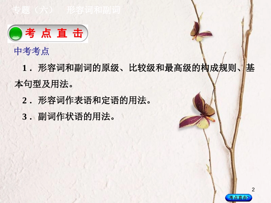 湖南省中考英语总复习 第二部分 语法点击 专题（六）形容词和副词课件 人教新目标版_第2页