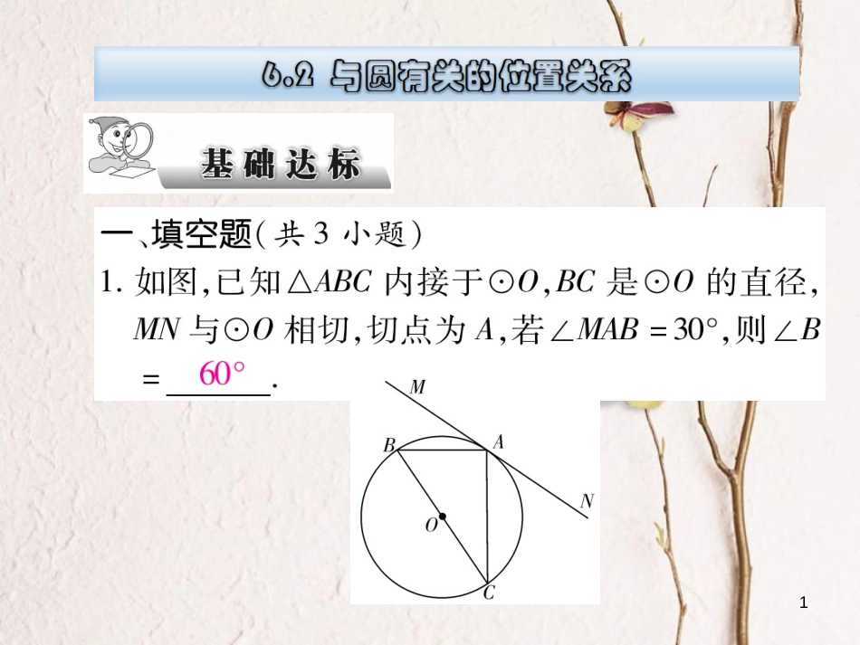 云南省中考数学总复习 第六章 圆 6.2 与圆有关的位置关系课件_第1页