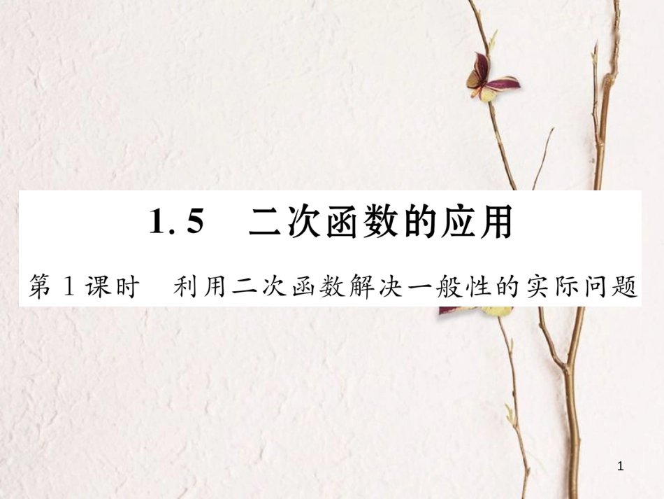 九年级数学下册 第1章 二次函数 1.5 第1课时 利用二次函数解决一般性的实际问题作业课件 （新版）湘教版_第1页