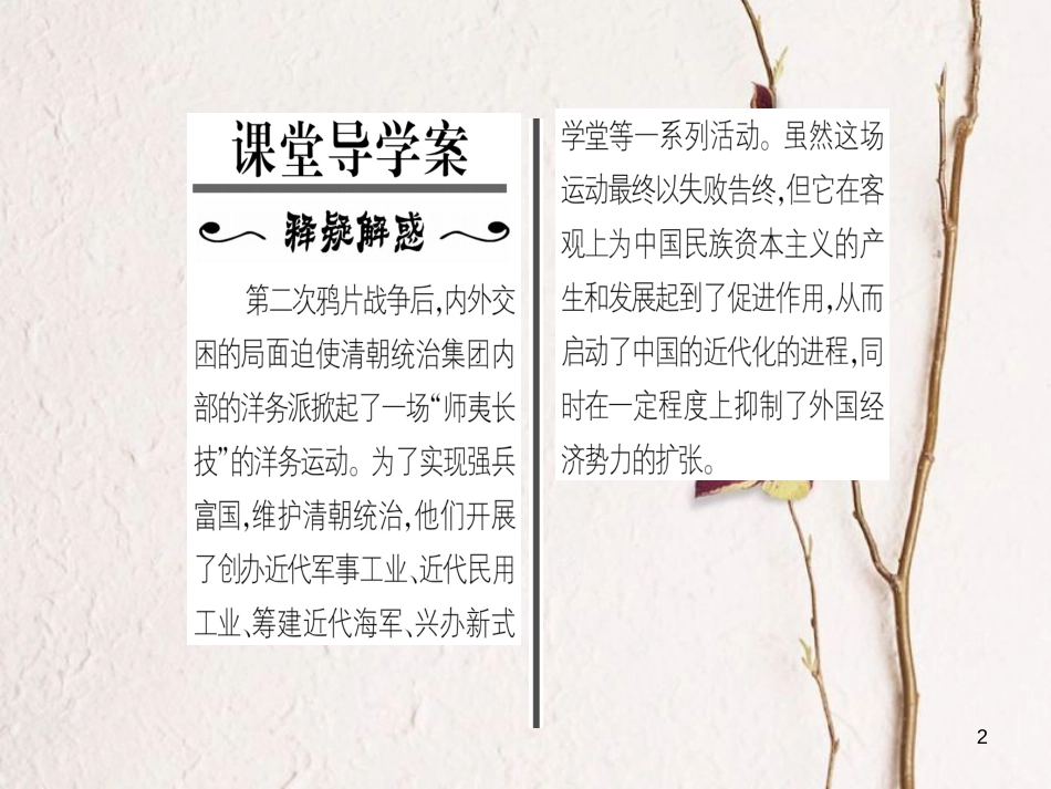 八年级历史上册 第1单元 列强侵华与晚晴时期的救亡图存 第4课 洋务运动与民办工业作业课件 岳麓版_第2页