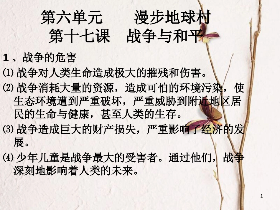 九年级政治全册 第六单元《漫步地球村》复习课件 教科版_第1页
