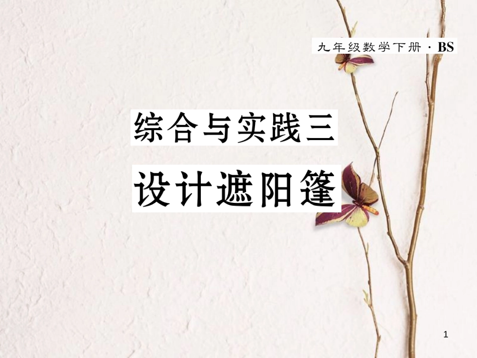 九年级数学下册 综合与实践三 设计遮阳蓬作业课件 （新版）北师大版_第1页