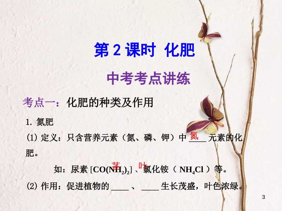 年中考化学一轮复习 第十一单元 盐 化肥 第2课时 化肥课件 （新版）新人教版_第3页
