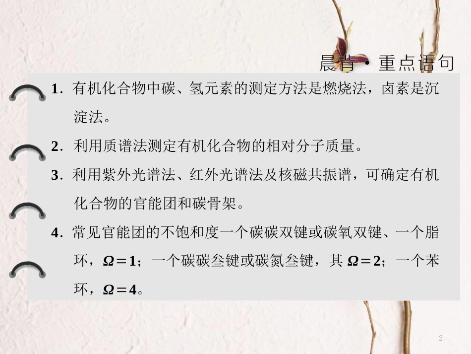 高中化学 第三章 有机合成及其应用 合成高分子化合物 第2节 有机化合物的测定课件 鲁科版选修5_第2页