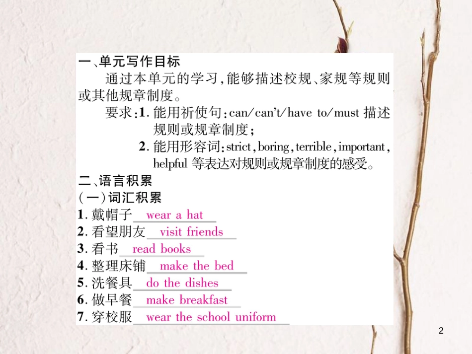 （遵义专版）七年级英语下册 Unit 4 Don’t eat in class同步作文指导课件 （新版）人教新目标版_第2页