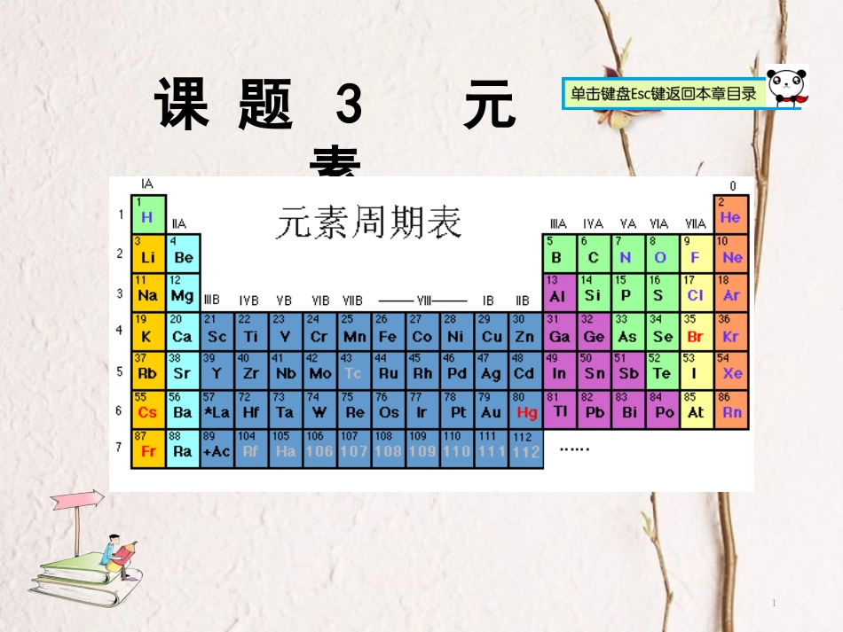 山东郓城县随官屯镇九年级化学上册 第3单元 物质构成的奥秘 课题3 元素课件 （新版）新人教版_第1页