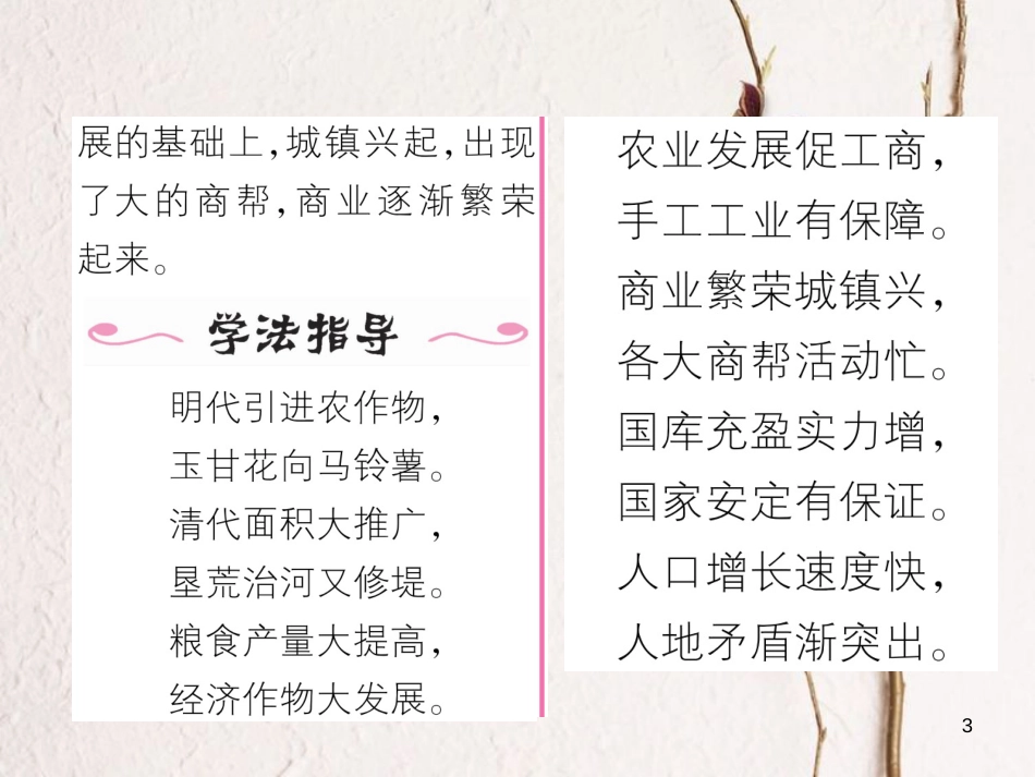 七年级历史下册 第3单元 明清时期：统一多民族国家的巩固与发展 第19课 清朝前期社会经济的发展作业课件 新人教版_第3页
