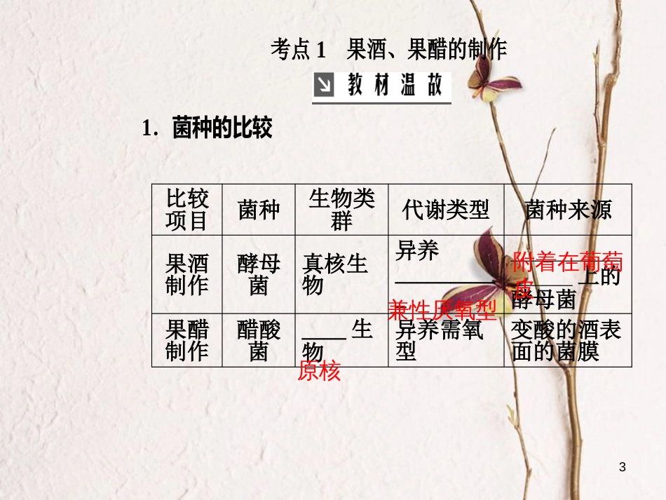 2019版高考生物总复习 第十一单元 生物技术实践 第1讲 传统发酵技术的应用课件_第3页