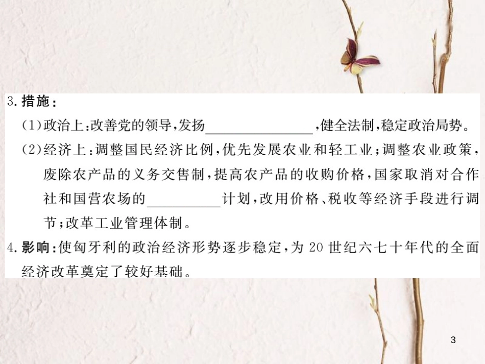 （安徽专版）九年级历史下册 第五单元 社会主义国家的改革与演变 第11课 东欧社会主义国家的改革与演变同步测试课件 新人教版_第3页