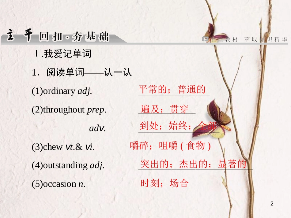 版高考英语大一轮复习 第1部分 模块复习方略 Unit 3 A taste of English humour课件 新人教版必修4_第2页