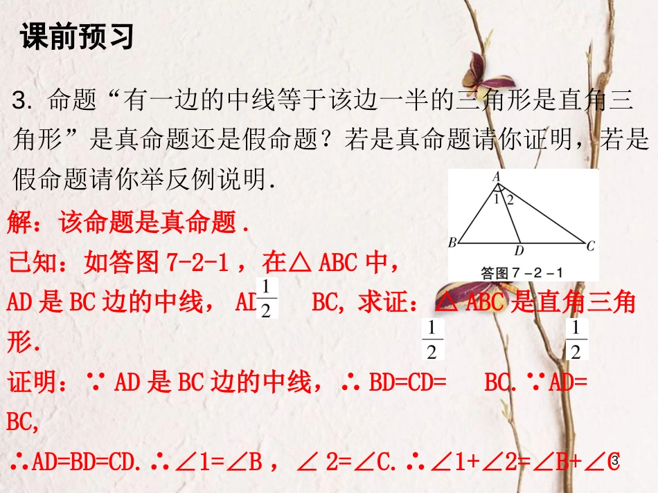 八年级数学上册 第七章 平行线的证明 2 定义与命题 第2课时 定义与命题（二）课件 （新版）北师大版_第3页