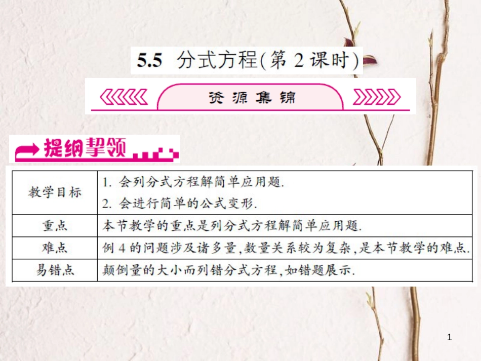 浙江省嘉兴市秀洲区七年级数学下册 第五章 分式 5.5 分式方程（第2课时）习题课件 （新版）浙教版_第1页