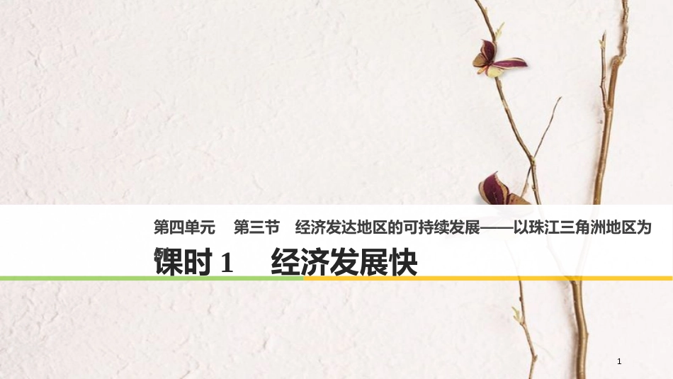 高中地理 第四单元 区域综合开发与可持续发展 第三节 经济发达地区的可持续发展——以珠江三角洲地区为例（1）同步备课课件 鲁教版必修3_第1页