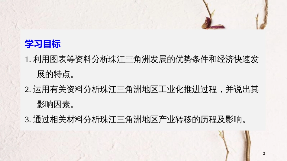 高中地理 第四单元 区域综合开发与可持续发展 第三节 经济发达地区的可持续发展——以珠江三角洲地区为例（1）同步备课课件 鲁教版必修3_第2页