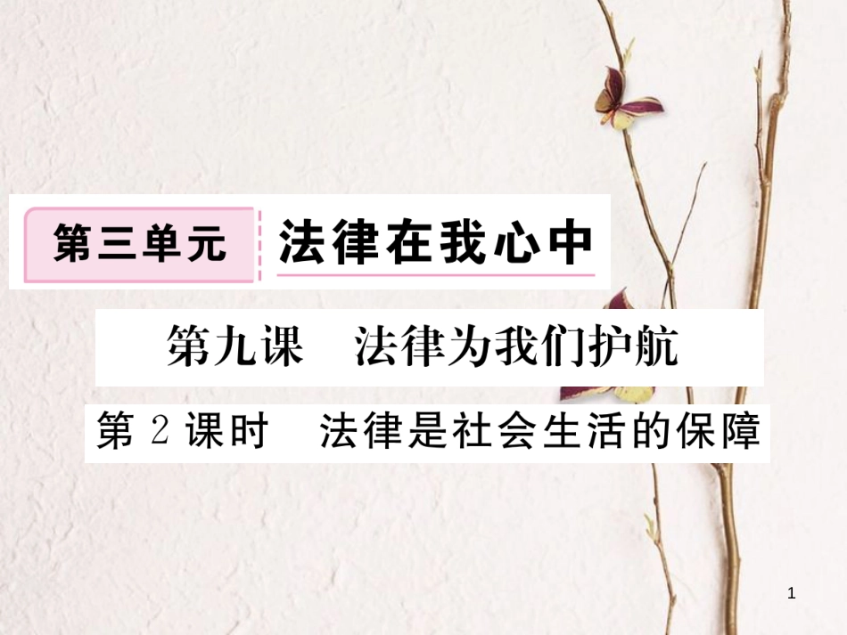 八年级道德与法治上册 第三单元 法律在我心中 第八课 法律为生活护航 第2框《法律是社会生活的保障》习题课件 人民版_第1页