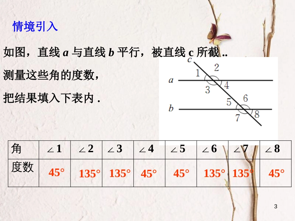 八年级数学上册 7.4 平行线的性质课件 （新版）北师大版_第3页