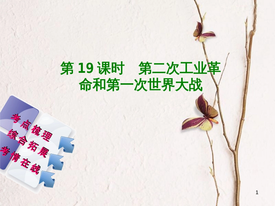 湖南省2018年中考历史复习 教材梳理 第四单元 世界古代史、近代史 第19课时 第二次工业革命和第一次世界大战课件_第1页