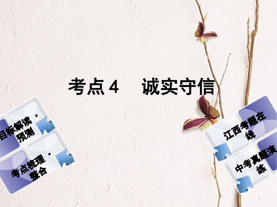 （江西专版）中考政治复习方案 第一单元 心理与品德 考点4 诚实守信教材梳理课件_第1页