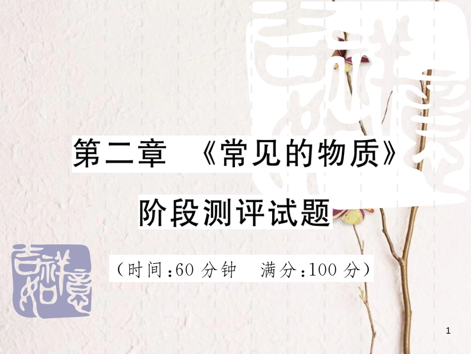山东省中考化学复习 第三部分 阶段测评试题 第二章《常见的物质》阶段测评试题课件_第1页