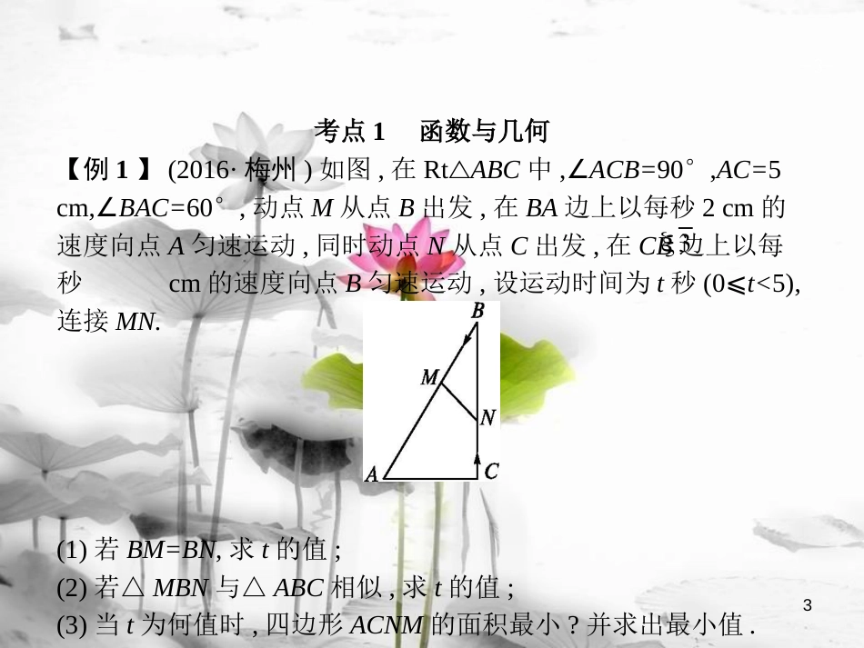 届中考数学复习 第三部分 统计与概率 第四十二课时 解答题（代数与几何综合题）课件_第3页