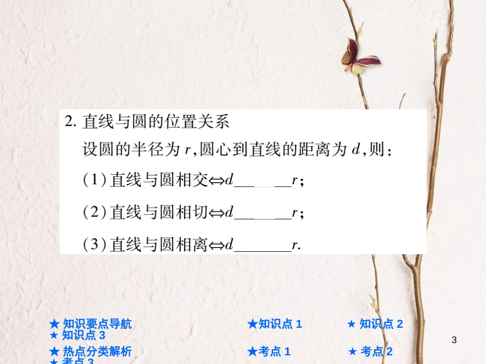 中考数学总复习 第一部分 基础知识复习 第6章 圆 第2讲 与圆有关的位置关系课件_第3页
