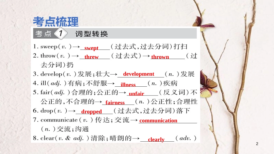 云南省中考英语学业水平精准复习方案 第一部分 教材复习 课时12 八下 Units 3-4课件_第2页