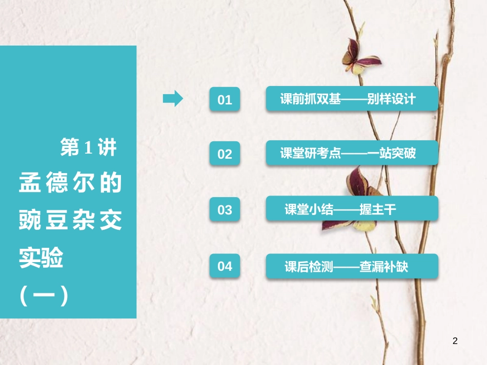 （全国通用版）2019版高考生物一轮复习 第2部分 遗传与进化 第一单元 遗传的基本规律与伴性遗传 第1讲 孟德尔的豌豆杂交实验（一）课件_第2页