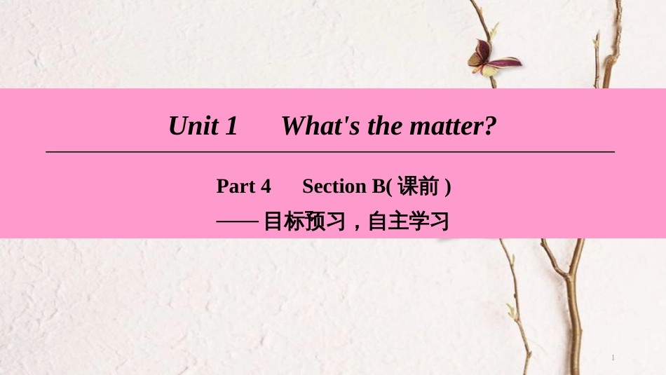 八年级英语下册 Unit 1 What’s the matter Part 4 Section B（课前）课件 （新版）人教新目标版_第1页