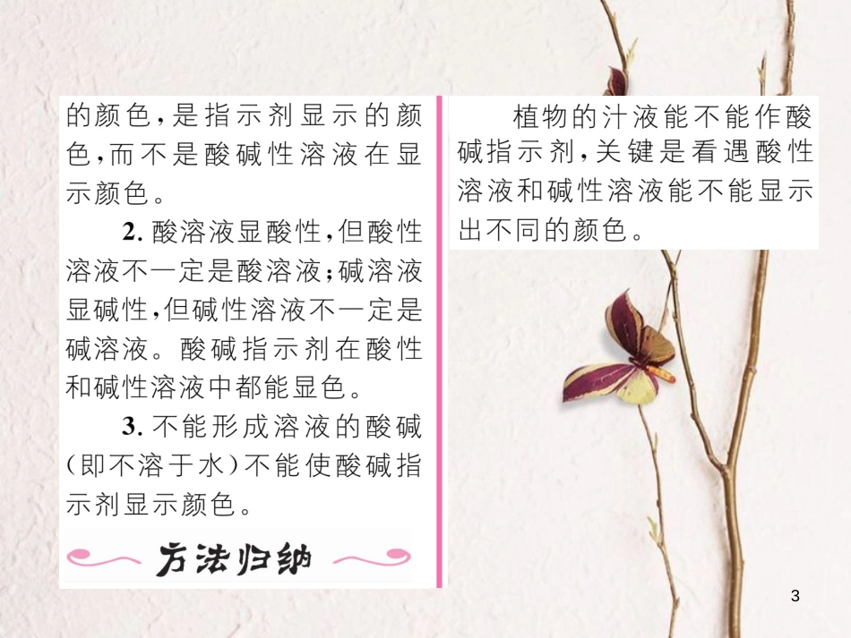 九年级化学下册 第10单元 酸和碱 课题1 常见的酸和碱（第1课时）酸碱指示剂和盐酸作业课件 （新版）新人教版_第3页