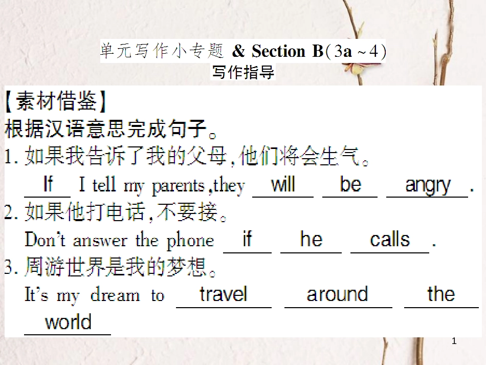 （通用版）八年级英语上册 Unit 10 If you go to the party  you’ll have a great time写作习题课件 （新版）人教新目标版_第1页