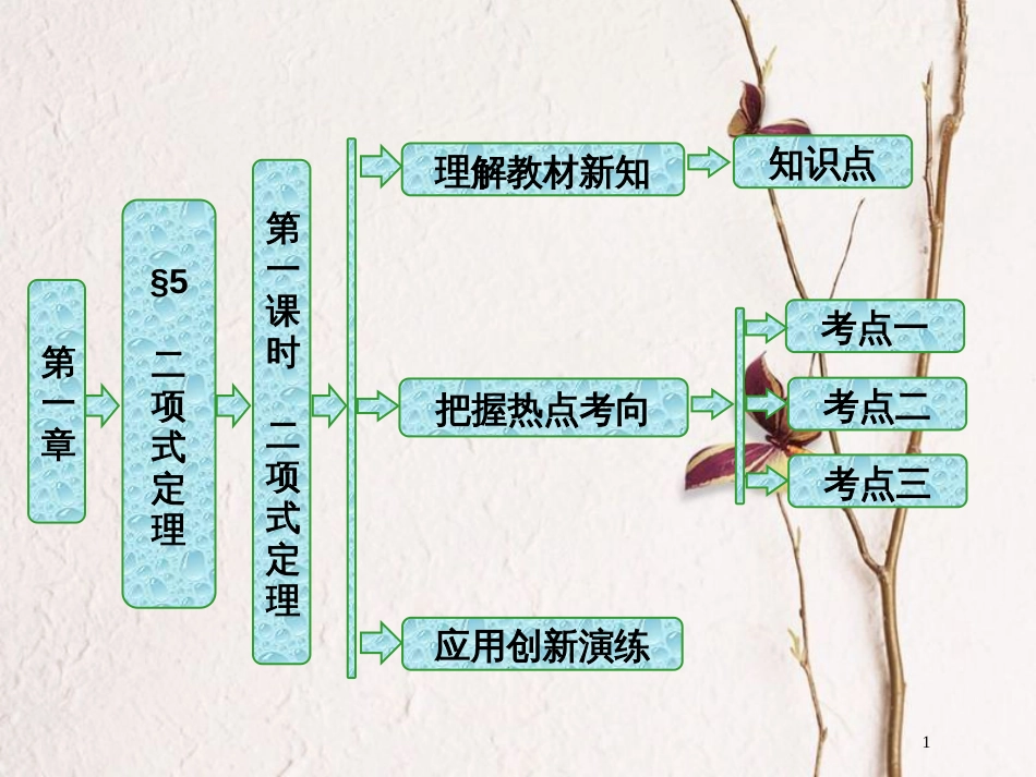 高中数学 第一章 计数原理 5 第一课时 二项式定理课件 北师大版选修2-3_第1页
